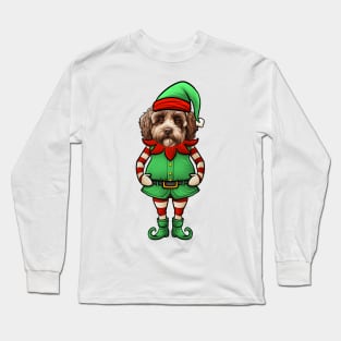 Funny Christmas Elf Lagotto Romagnolo Dog Long Sleeve T-Shirt